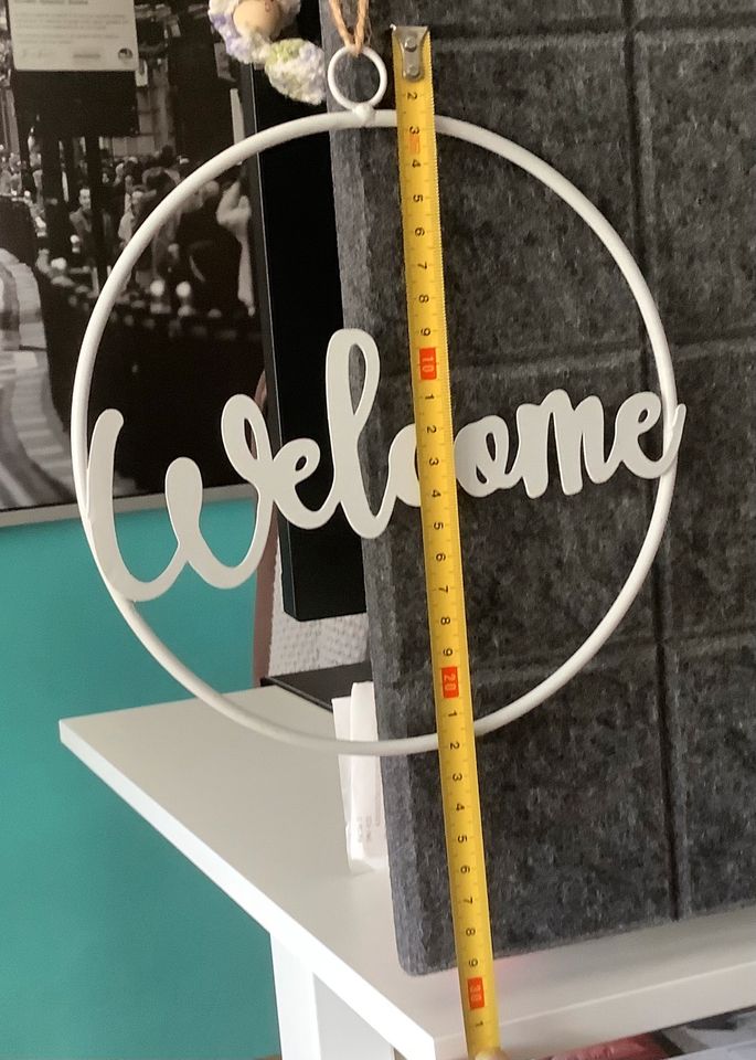 Dekohänger „Welcome“ - Metall weiß NEU in Eisenberg