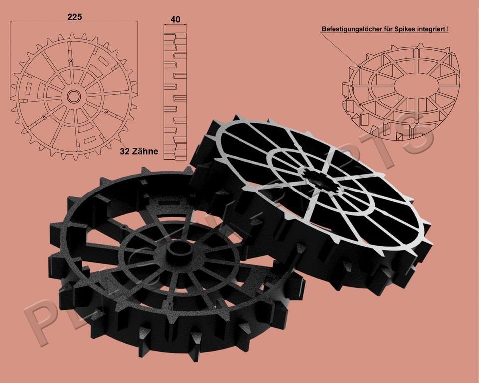 Antriebsräder 2er Set Offroad WORX Landroid WR147E WR147E1 WR148E in Wingst