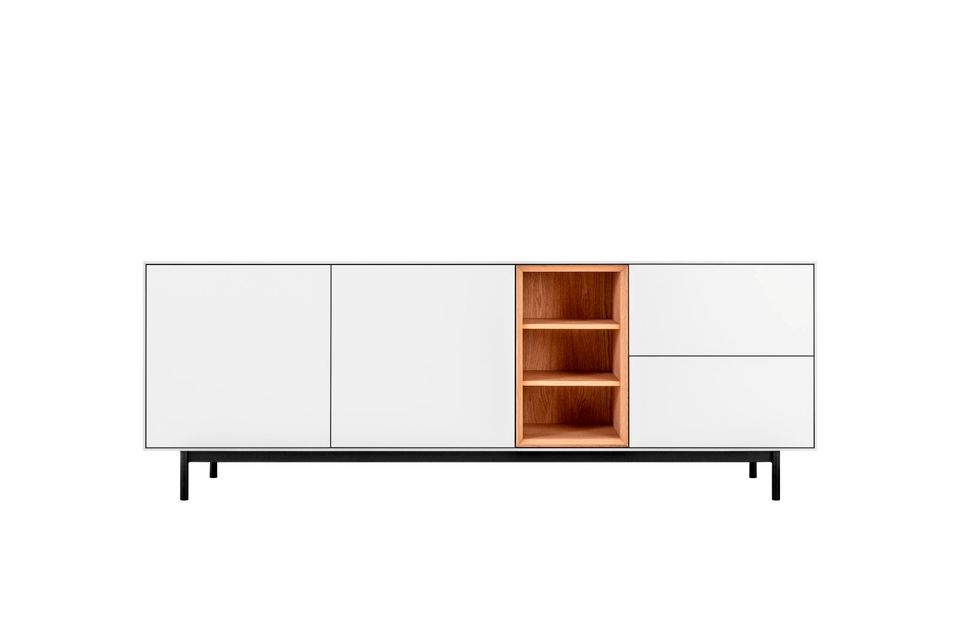 Sideboard 'Aurora' 200 cm - Weiß lackiert mit LED Beleuchtung in Nahe