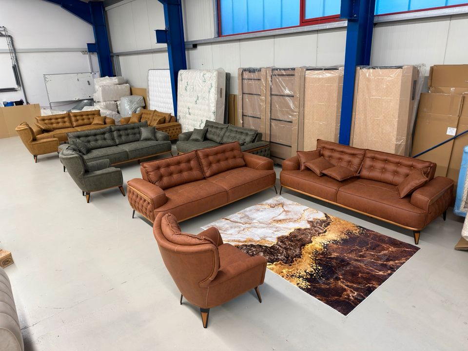 (Prizma) Couch Set 3+3+1) Sessel Couch Sofa Relax Sofa Bett Funktion Wohnzimmer Gästezimmer QMLager in Ursensollen