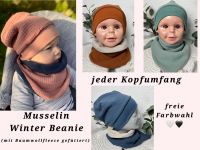 Musselin Winter ❄️ Beanie warm gefüttert Mütze Baumwollfleece Nordrhein-Westfalen - Ennepetal Vorschau