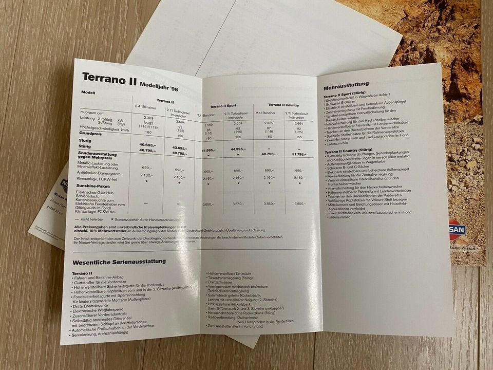 Prospekt / Preisliste / Datenblatt Nissan Terrano II 1997 in Petershagen