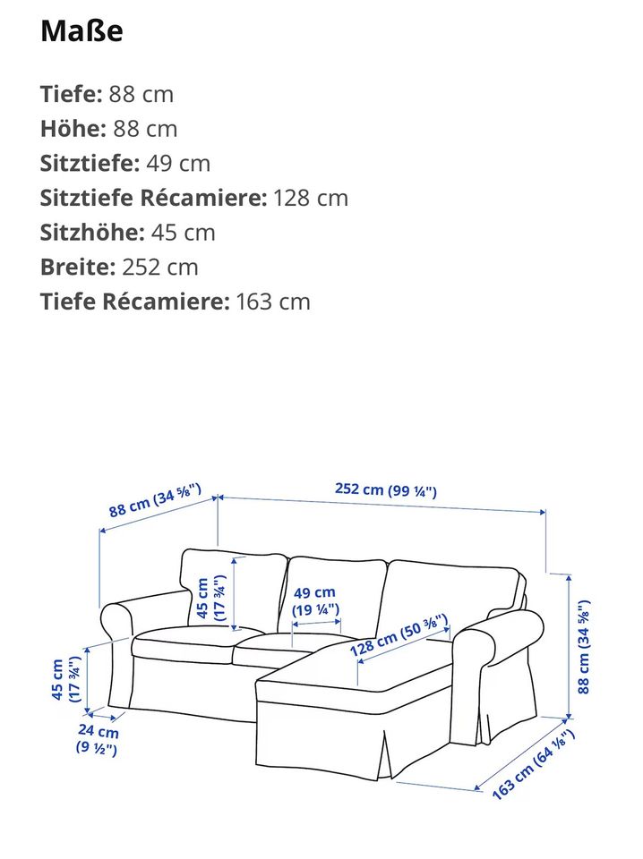 Deal bis zum Wochenende Ikea Ektorp 3er mit Récamiere in Garbsen