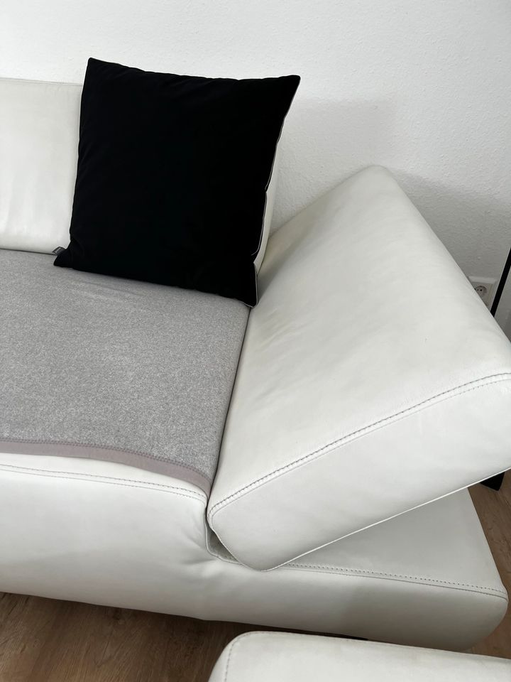 Ledersofa mit Hocker von W.Schilling in Ulm