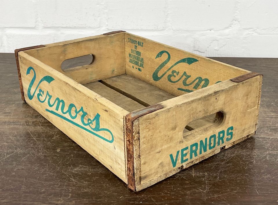 VINTAGE USA VERNORS GINGER ALE KISTE HOLZKISTE ANTIK ABLAGE BOX in Hamm