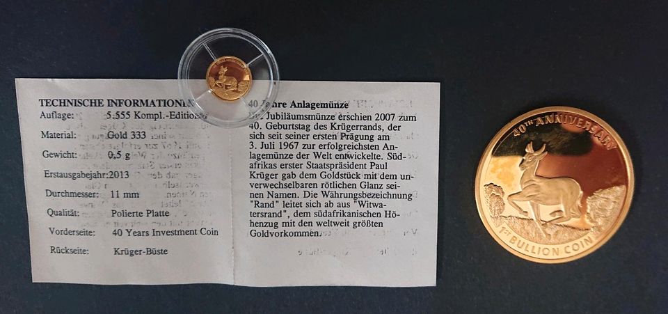 Krügerrands 2X 40 Geburtstag Münzen , 1x  Gold Münze (Kleine) in Mainz