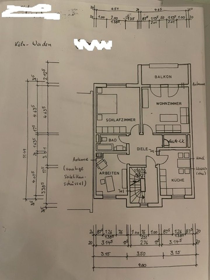 Attraktive, teilsanierte  drei Zimmer Wohnung in guter Lage in Köln Weiden in Köln