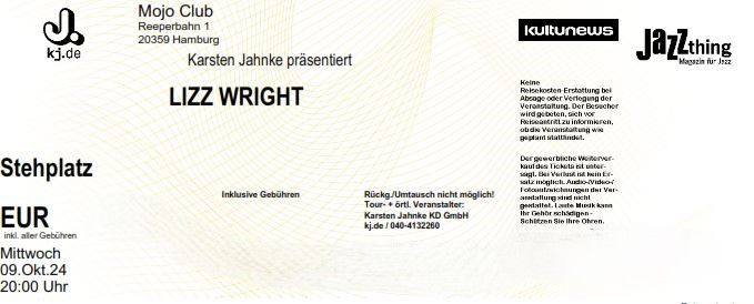 Lizz Wrigth 09.10.2024 1 - 4 Tickets Jazz Konzert im Mojo Club in Hamburg