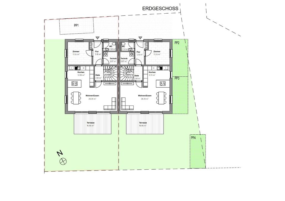 Neubau-Doppelhaushälfte im MVV-Gebiet in Vogtareuth