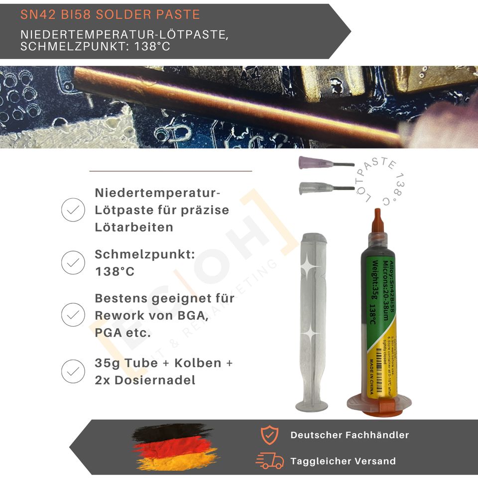 KEK Sn42Bi58 35G bleifreie Lötpaste SolderPaste 138℃ in Solingen