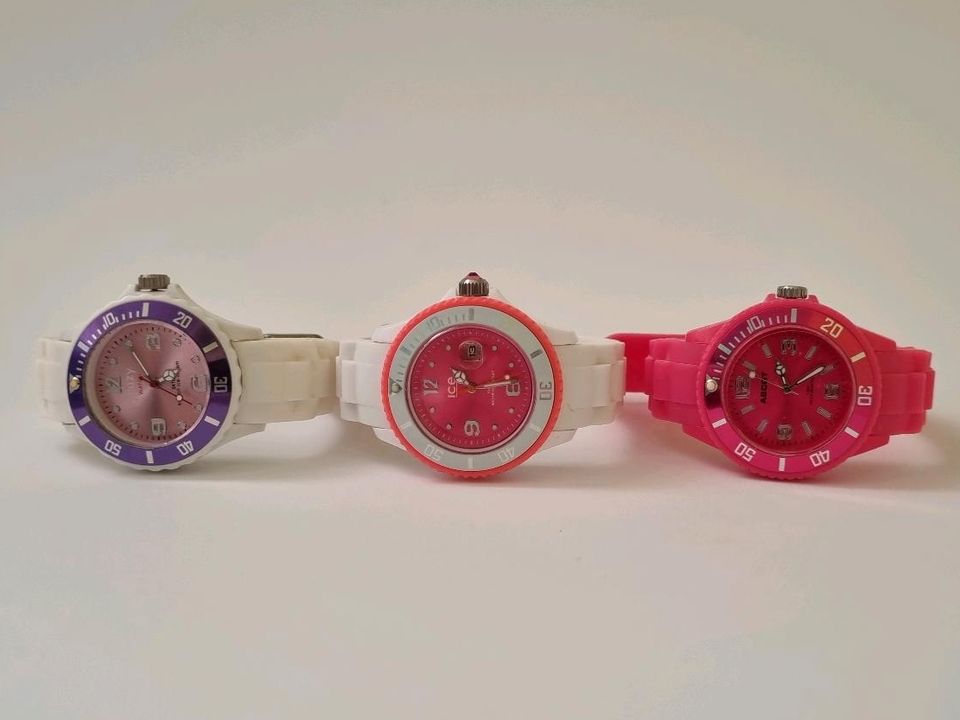 3 Armbanduhr analog Mädchen Kinder weiß pink rosa lila Ice Watch in Heringen (Werra)