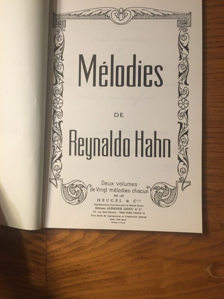 Mélodies Reynaldo Hahn Heugel&Cie in Detmold