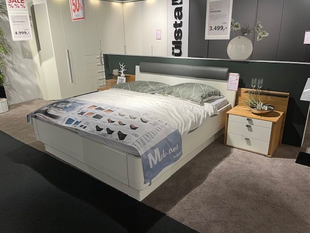 Hülsta Doppelbett Multi-Bed Lack Weiß Polster Leder Anthrazit in Mülheim (Ruhr)