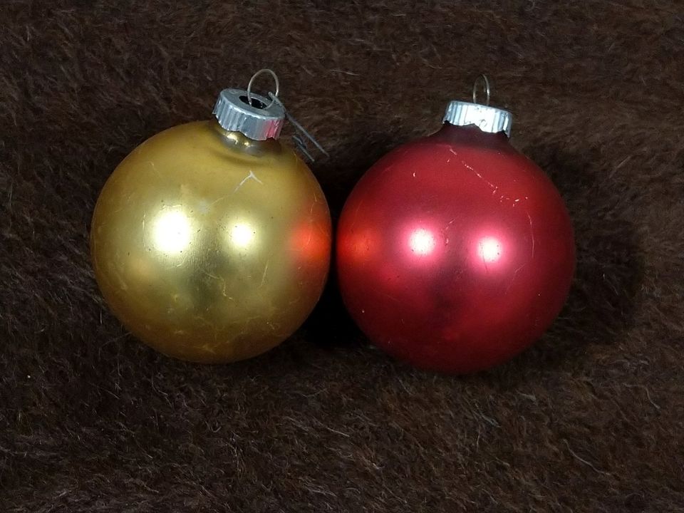 6 Christbaumkugeln rot & gold Weihnachtsbaumkugeln Glaskugeln in Augsburg