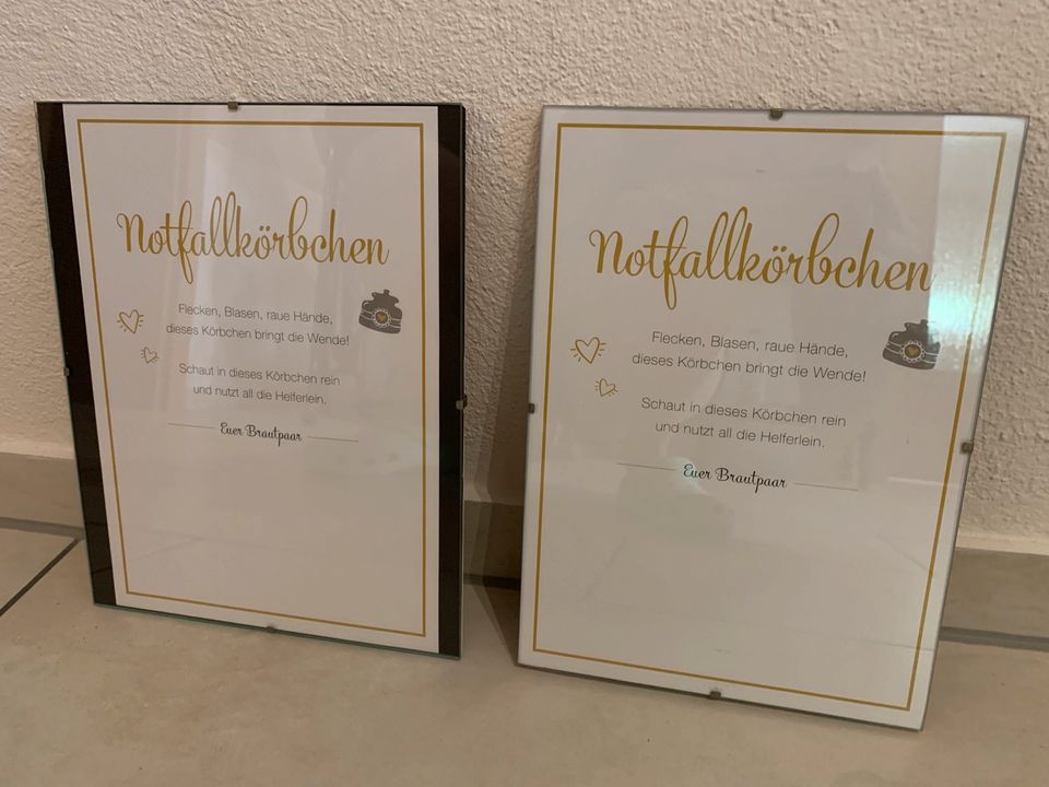 Schild Notfallkörbchen Hochzeit in Kirchberg an der Iller