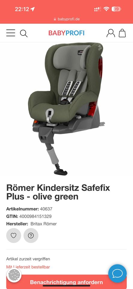 Römer Kindersitz Safefix Plus - olive green in Duisburg