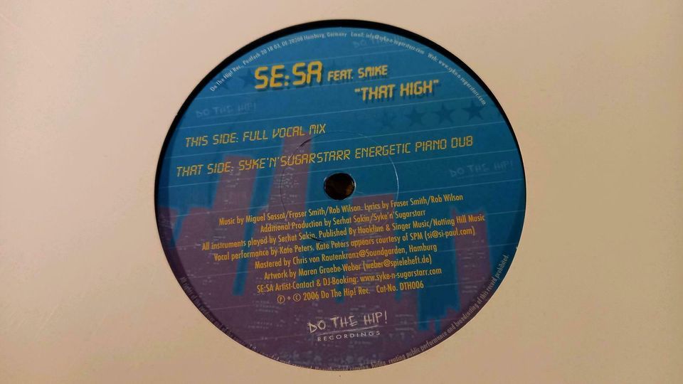 SE:SA Feat. Smike  "That High" Elektronik LP - Do The Hip! 2006 in Dresden