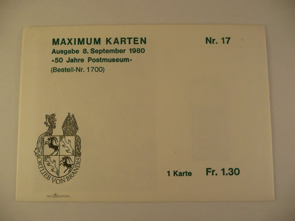 1 Liechtenstein Maximumkarte 1980, Nr. 17, 50 Jahre Postmuseum in Bamberg