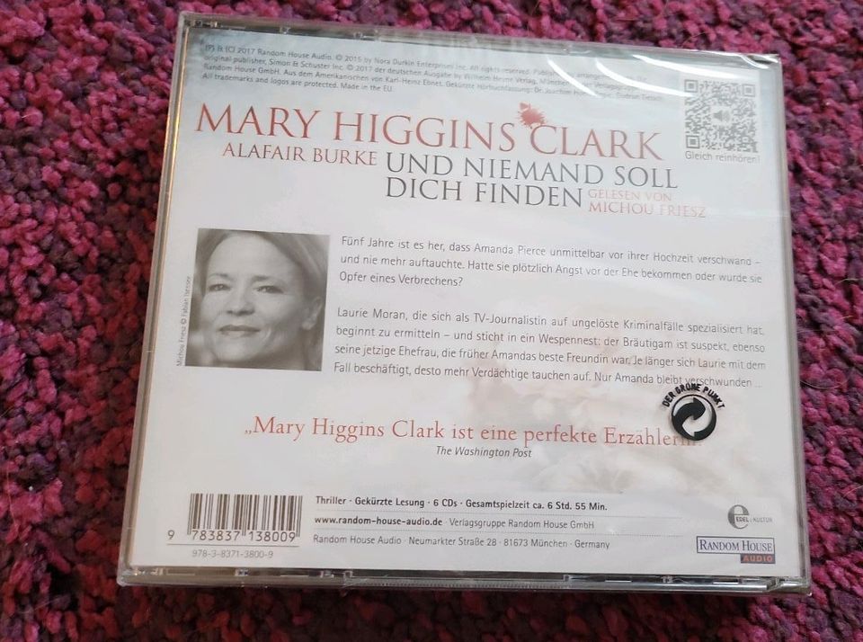 Mary Higgins Clark Hörbuch CD Und niemand soll dich finden NEU in Wedemark
