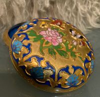 Vintage alte Cloisonné Deckeldose Gold Blumen Schmetterlinge Schleswig-Holstein - Kiebitzreihe Vorschau