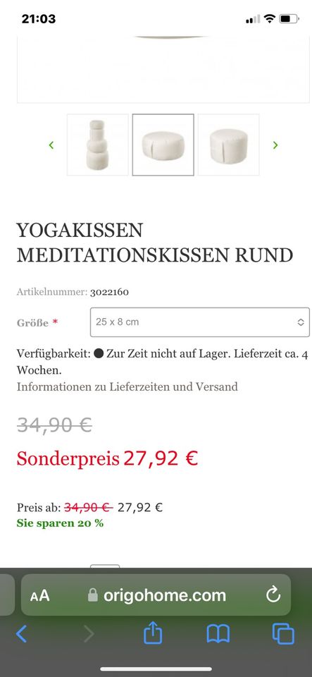 Yogakissen Yogamatte Meditationsunterlage Unterlage Zabuton in Haltern am See