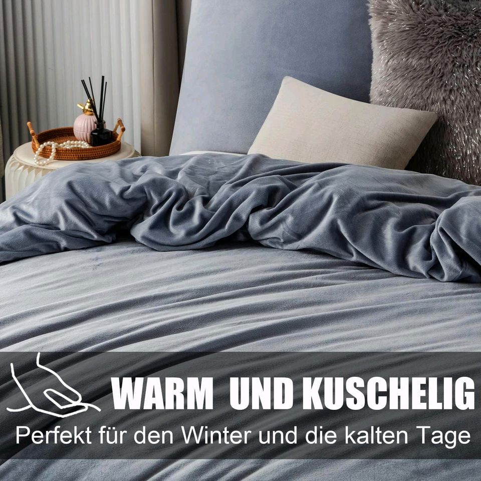 Soifox Winter Flanell bettwäsche 220x240 Grau - Flauschige und wa in Duisburg