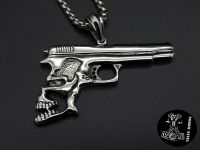 Pistole 9 mm Skull Totenkopf Anhänger Halskette Edelstahl Biker Sachsen-Anhalt - Spickendorf Vorschau