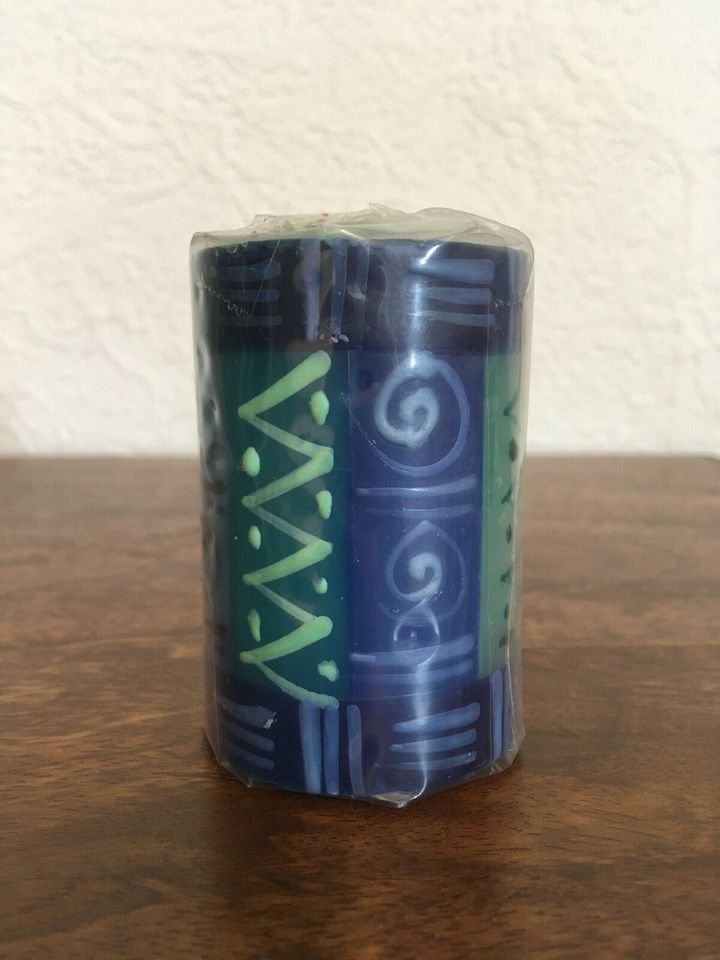NEU & OVP Stumpen-Kerze blau türkis grün mit Muster • klein 7cm in Köln