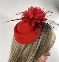 Fascinator Haarschmuck Hut Haargesteck Blume Feder Vintage Rot Essen - Rüttenscheid Vorschau