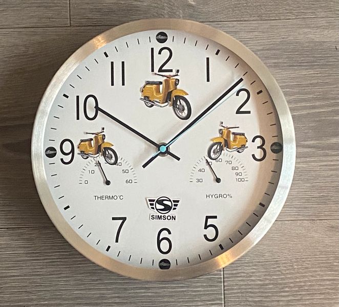 Moped“Wanduhr“Simson“Suhl“DDR“Motorrad“Funkuhr“Oldtimer“Edelstahl