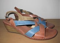 Riemchen-Sandalen Keilabsatz Tamaris blau-braun Leder 41 Schleswig-Holstein - Bad Segeberg Vorschau