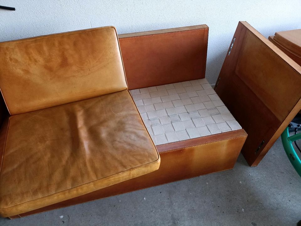 Retro Ledercouch 2 Sitzer in Dinkelscherben