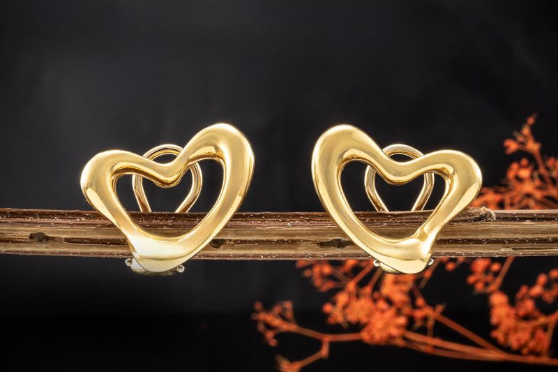 Tiffany & Co. Ohrringe Open Heart Elsa Peretti Ohrclips Gelbgold in Wegberg