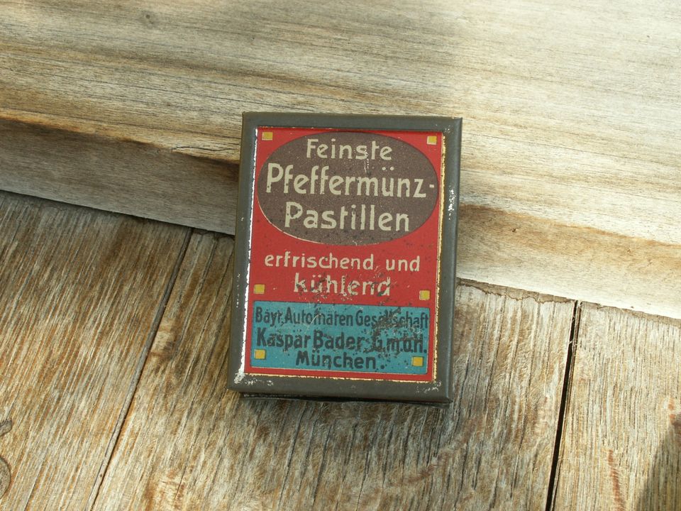 BLECHDOSE ++ Pfefferminz Pastillen Kaspar Bader München ++ Dose in Simbach