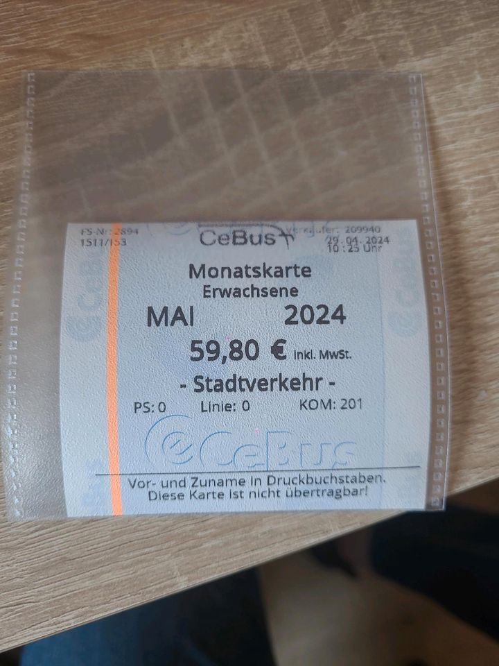 Cebus Celle Monatsticket Mai 2024 in Celle