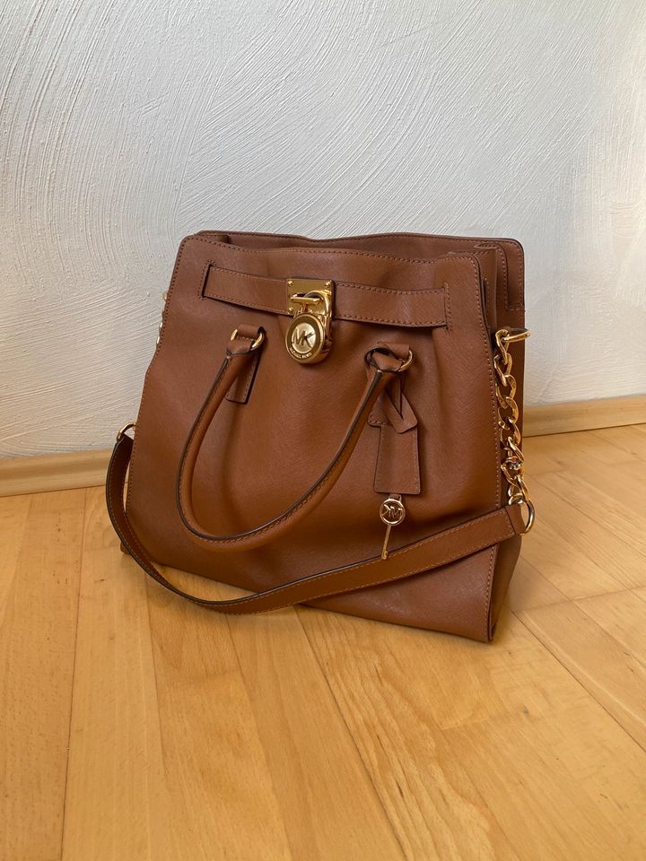 Michael Kors Hamilton Handtasche Leder Braun Gold in Bochum