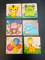 6x Puzzle aus Holz: Affe, Giraffe, Elefant, Tiger, Schmetterling, Hessen - Felsberg Vorschau