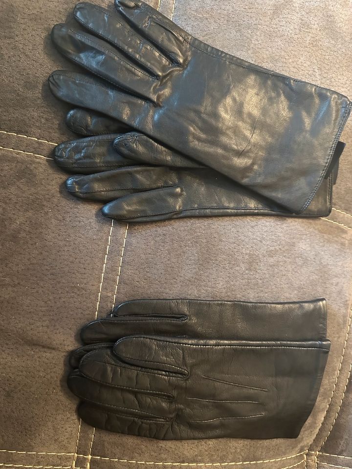 2 x schwarze Damen Leder Handschuhe in Birkenheide