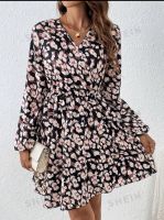 Kleid beige rosa schwarz Blumen Print langarm lässig Nordrhein-Westfalen - Pulheim Vorschau