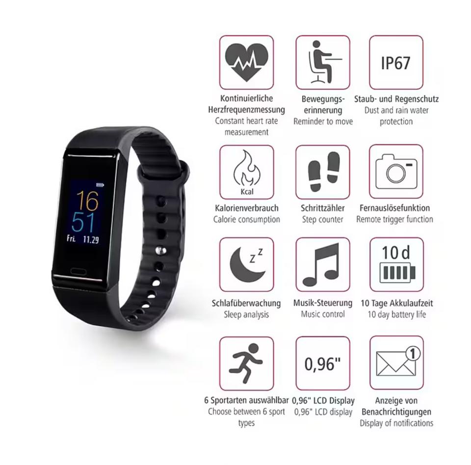 HAMA Fitnessarmband Fit Track 3900 –Fitness-Tracker 178601 | IP67 in Berlin