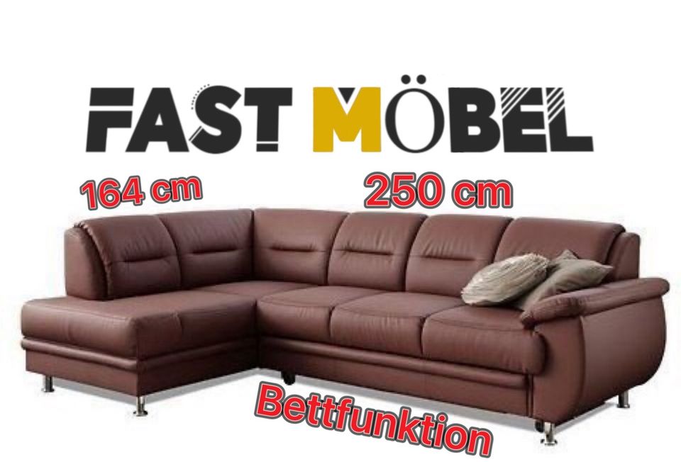 NEU ! Ecksofa Mailand K. Leder Kastanie ! Bett Couch in Löhne