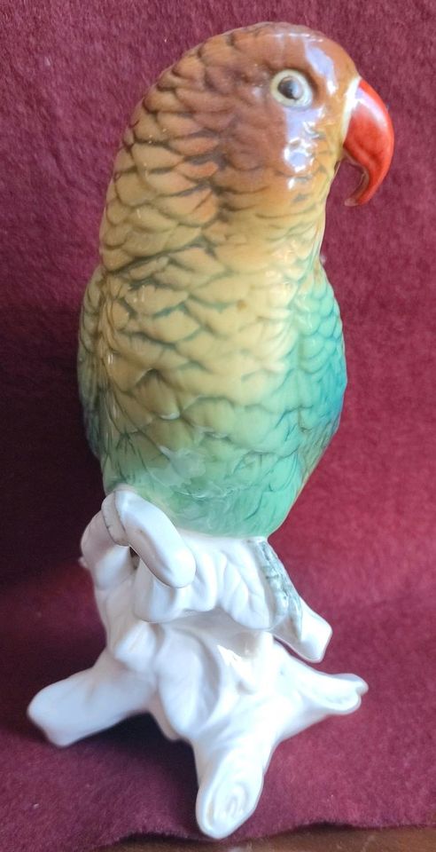 ENS Karl Sittich Papagei Vogel Porzellan Figur 15,5 cm top in Bad Berleburg