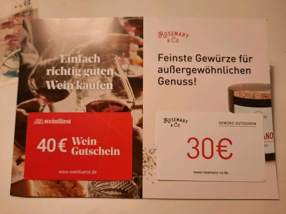 40 Euro Weingutschein + 30 Euro Gewürzgutschein in Ludwigshafen