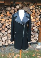 Zara Woman Wollmantel mit Lederkragen schwarz XS 34 Blogger chic Saarland - Mandelbachtal Vorschau