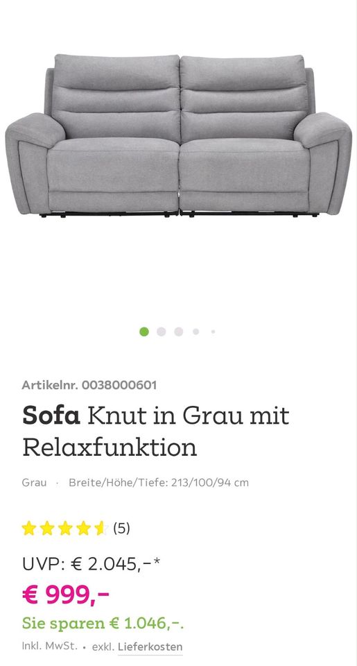 Relaxsofa elektrisches Sofa zum aufklappen 213×100 cm in Karlsruhe