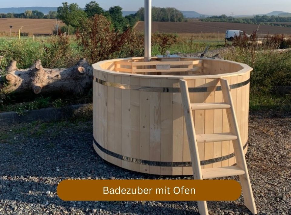 2m ø Badefass aus Holz mit Holzofen (Badezuber, Hot Tub) in Neuried