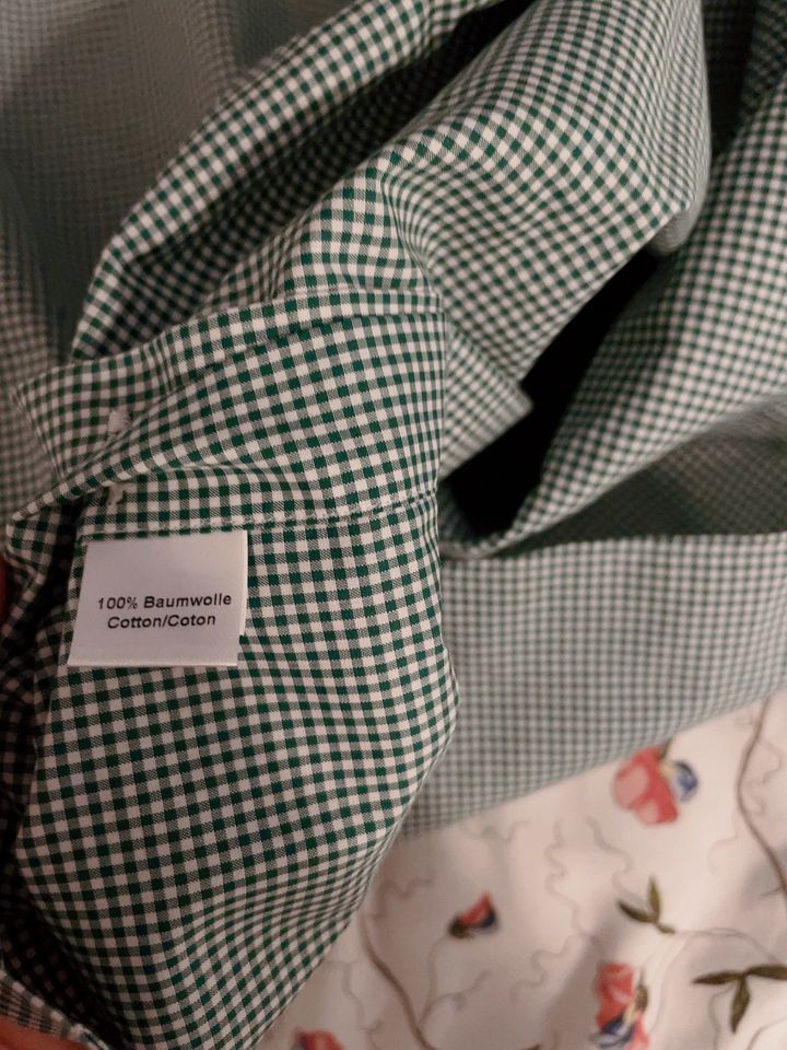 Hackett London Made to Measure Baumwollhemd in grünem Muster Neu in Düsseldorf