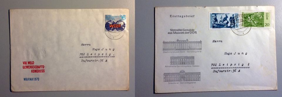 Ersttagsbriefe 33 Stck., besondere Ereignisse in der DDR in Leipzig