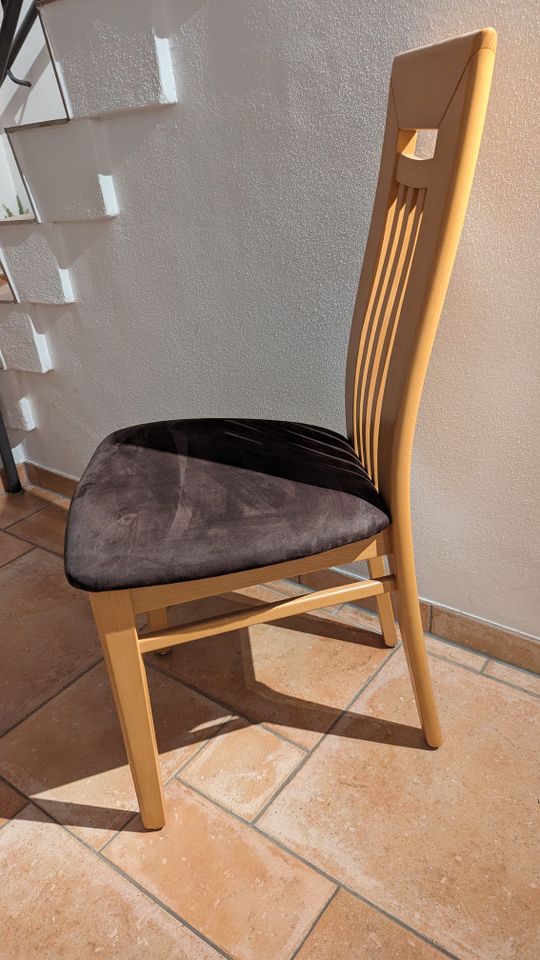 4x Stuhl für Esstisch, Buche massiv, Mikrofaser in Langenau