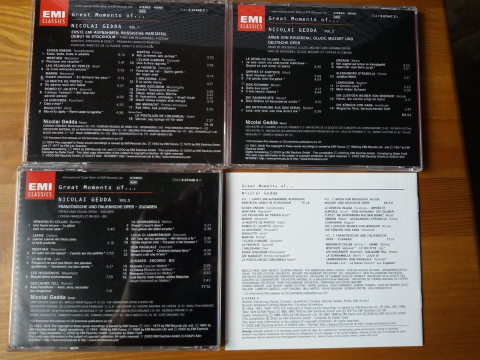 CALLAS-GOBBI-GEDDA-PREY-DI STEFANO- 3 CD Boxen-Stückpreis(59e-59) in Piesport
